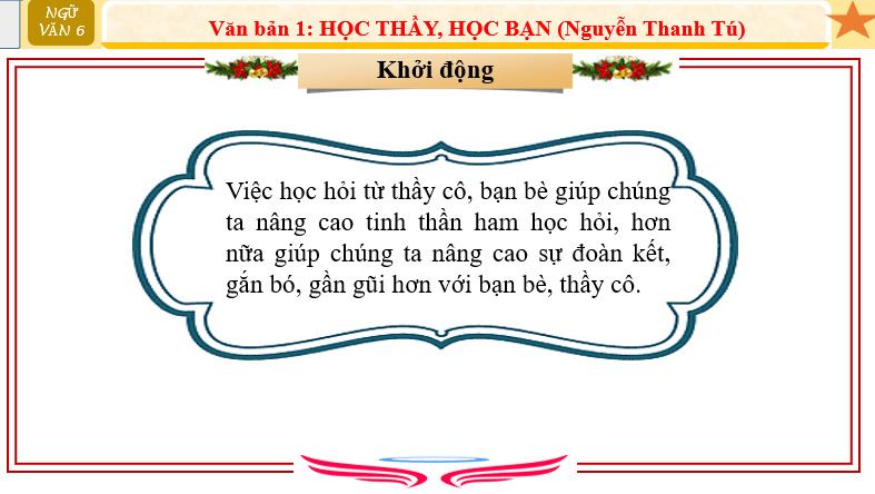 Giáo án điện tử bài Học thầy, học bạn | PPT Văn 6 Chân trời sáng tạo