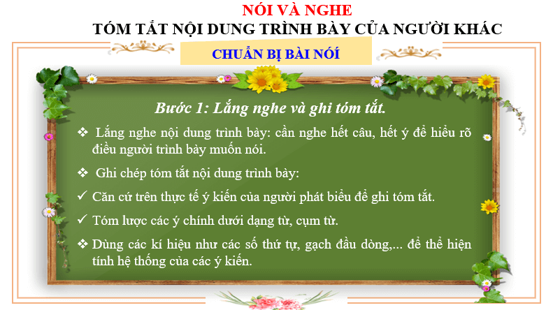 Giáo án điện tử bài Nói và nghe Tóm tắt nội dung trình bày của người khác | PPT Văn 6 Chân trời sáng tạo