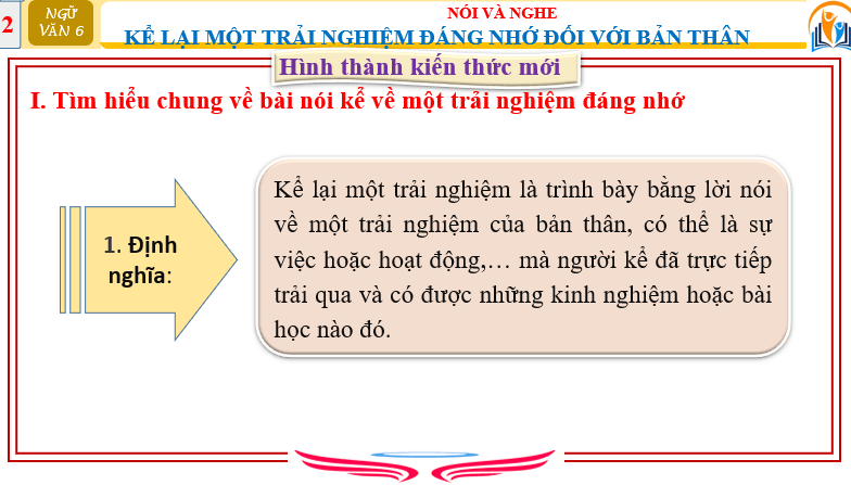 Giáo án điện tử bài Kể lại một trải nghiệm đáng nhớ đối với bản thân | PPT Văn 6 Chân trời sáng tạo