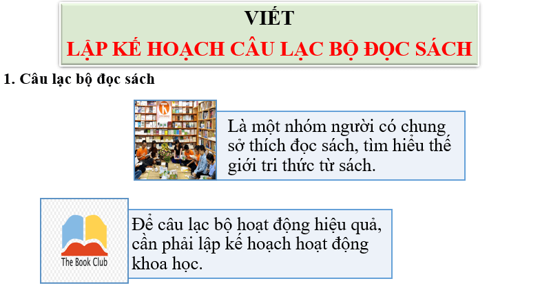 Giáo án điện tử bài Lập kế hoạch câu lạc bộ đọc sách | PPT Văn 6 Chân trời sáng tạo