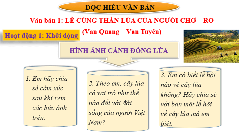 Giáo án điện tử bài Lễ cúng Thần Lúa của người Chơ-ro | PPT Văn 6 Chân trời sáng tạo