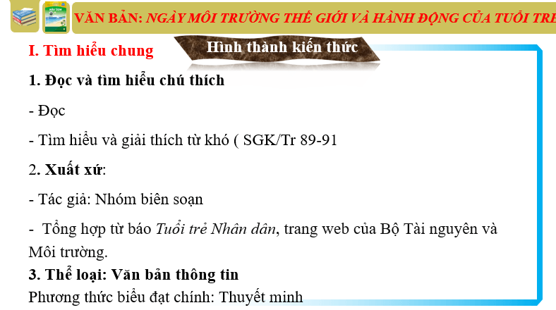 Giáo án điện tử bài Ngày Môi trường thế giới và hành động của tuổi trẻ | PPT Văn 6 Chân trời sáng tạo