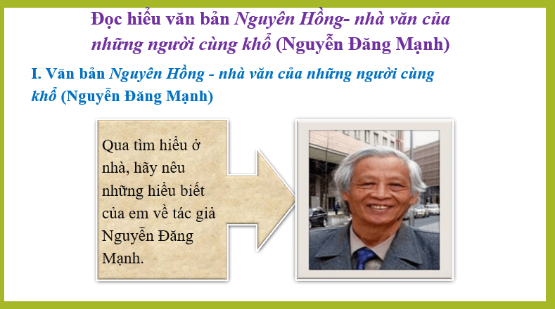 Giáo án điện tử bài Nguyên Hồng - nhà văn của những người cùng khổ | PPT Văn 6 Cánh diều