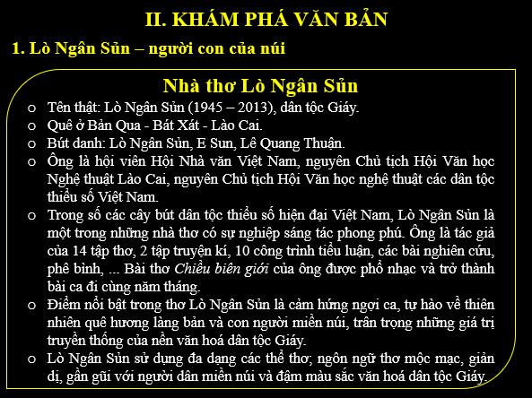 Giáo án điện tử bài Nhà thơ Lò Ngân Sủn – người con của núi | PPT Văn 6 Kết nối tri thức