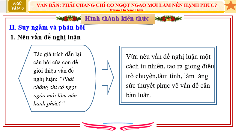 Giáo án điện tử bài Phải chăng chỉ có ngọt ngào mới làm nên hạnh phúc? | PPT Văn 6 Chân trời sáng tạo