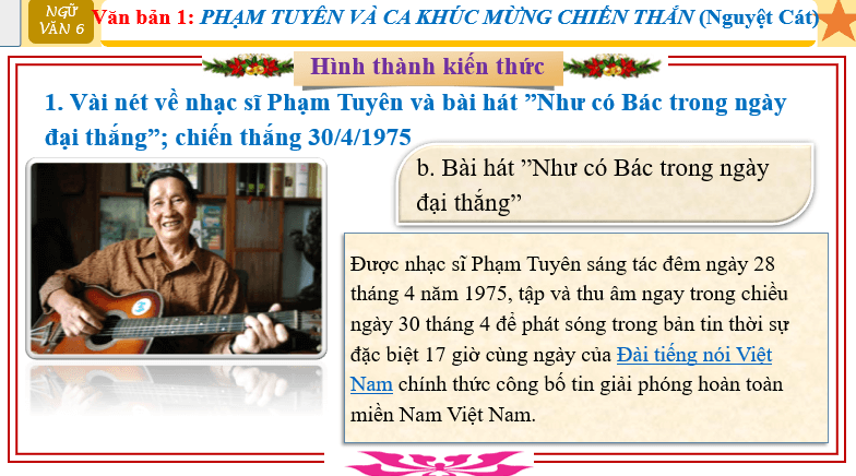 Giáo án điện tử bài Phạm Tuyên và ca khúc mừng chiến thắng | PPT Văn 6 Cánh diều