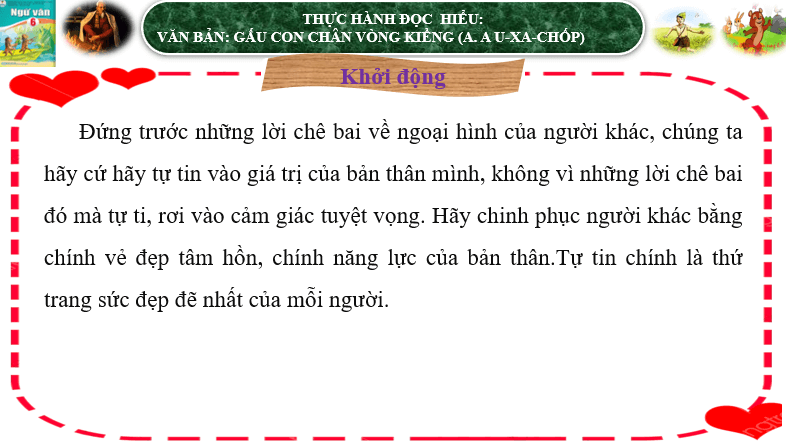 Giáo án điện tử bài Thực hành đọc hiểu: Gấu con chân vòng kiềng | PPT Văn 6 Cánh diều