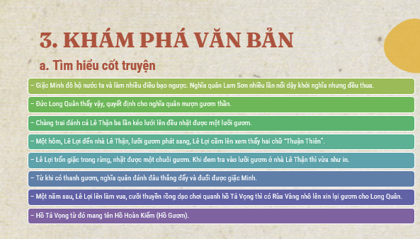 Giáo án điện tử bài Thực hành đọc hiểu: Sự tích Hồ Gươm | PPT Văn 6 Cánh diều