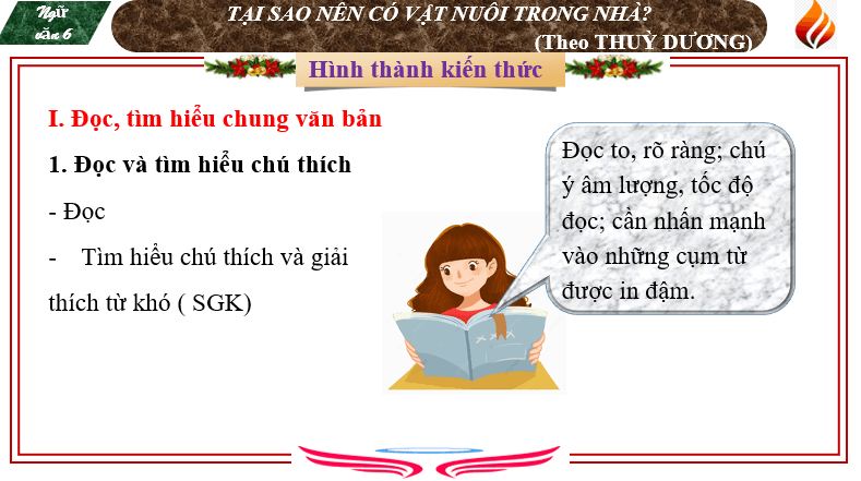 Giáo án điện tử bài Thực hành đọc hiểu: Tại sao nên có vật nuôi trong nhà? | PPT Văn 6 Cánh diều