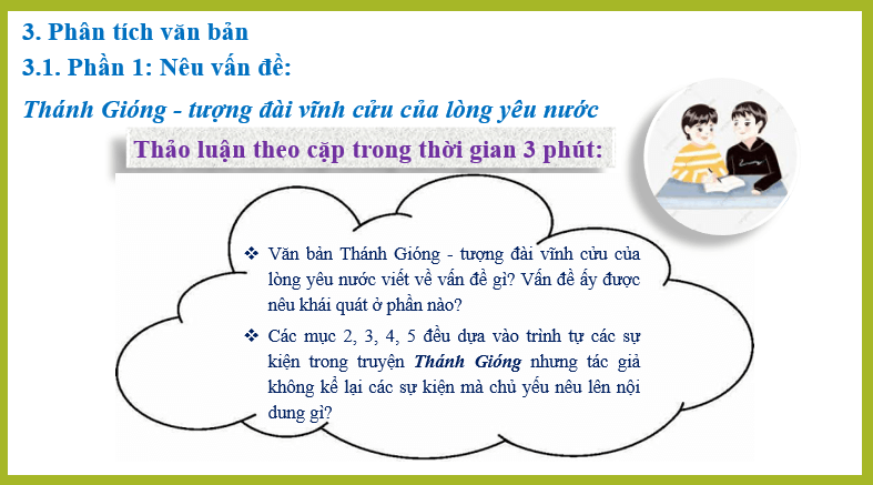 Giáo án điện tử bài Thực hành đọc hiểu: Thánh Gióng - tượng đài vĩnh cửu của lòng yêu nước | PPT Văn 6 Cánh diều