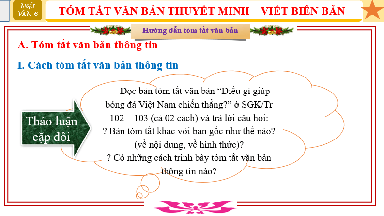 Giáo án điện tử bài Tóm tắt văn bản thông tin | PPT Văn 6 Cánh diều