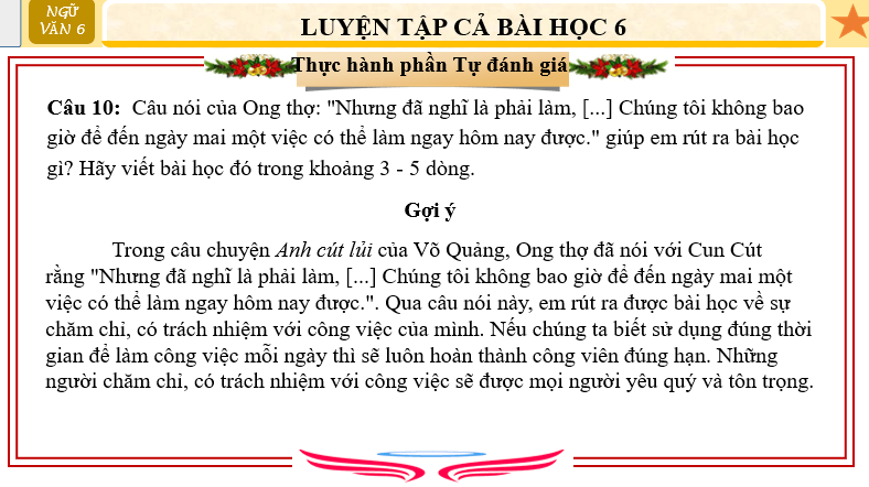 Giáo án điện tử bài Tự đánh giá: Anh Cút lủi | PPT Văn 6 Cánh diều