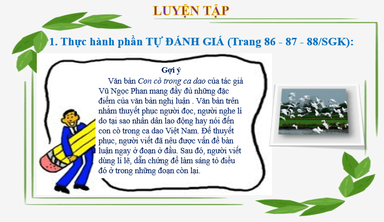 Giáo án điện tử bài Tự đánh giá: Con cò trong ca dao | PPT Văn 6 Cánh diều