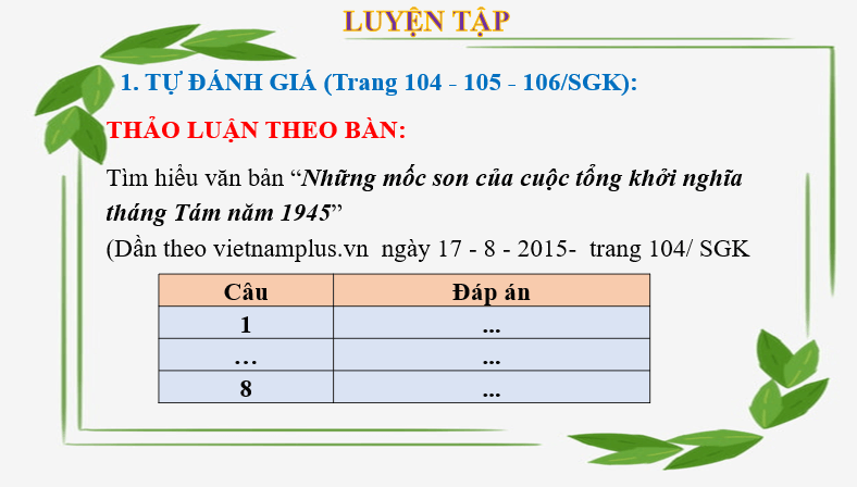 Giáo án điện tử bài Tự đánh giá trang 104 | PPT Văn 6 Cánh diều