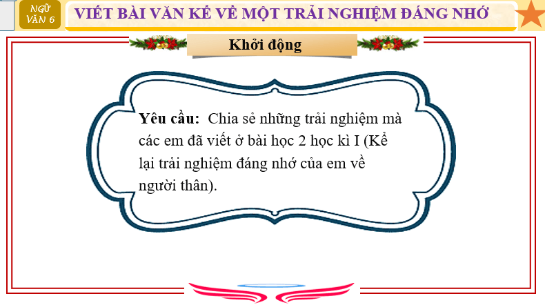 Giáo án điện tử bài Viết bài văn kể lại một trải nghiệm đáng nhớ | PPT Văn 6 Cánh diều