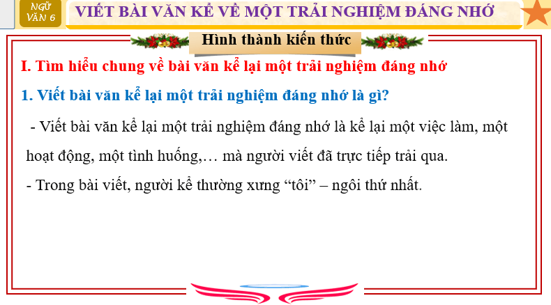 Giáo án điện tử bài Viết bài văn kể lại một trải nghiệm đáng nhớ | PPT Văn 6 Cánh diều