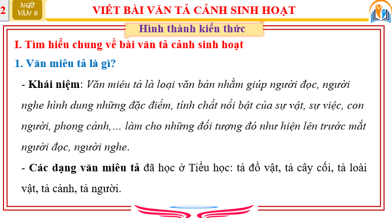 Giáo án điện tử bài Viết bài văn tả cảnh sinh hoạt | PPT Văn 6 Cánh diều