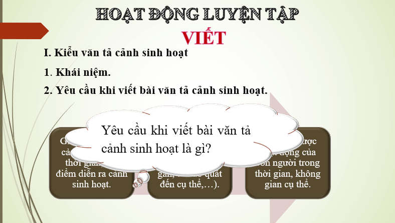 Giáo án điện tử bài Viết bài văn tả cảnh sinh hoạt | PPT Văn 6 Chân trời sáng tạo