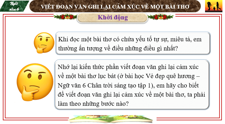 Giáo án điện tử bài Viết đoạn văn ghi lại cảm xúc về một bài thơ | PPT Văn 6 Chân trời sáng tạo