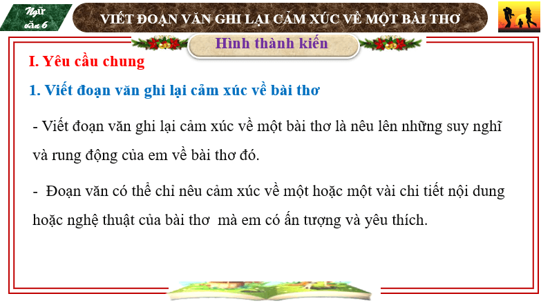 Giáo án điện tử bài Viết đoạn văn ghi lại cảm xúc về một bài thơ | PPT Văn 6 Chân trời sáng tạo