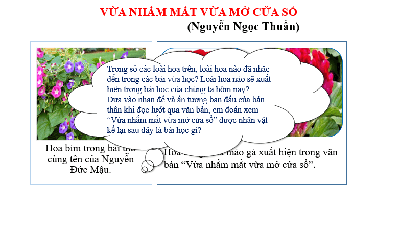 Giáo án điện tử bài Vừa nhắm mắt vừa mở cửa sổ | PPT Văn 6 Chân trời sáng tạo