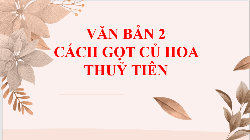 Giáo án điện tử bài Cách gọt củ hoa thuỷ tiên | PPT Văn 7 Chân trời sáng tạo