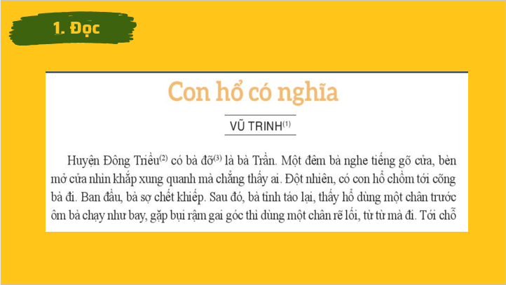 Giáo án điện tử bài Con hổ có nghĩa | PPT Văn 7 Kết nối tri thức