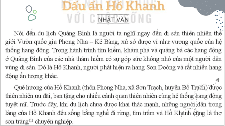 Giáo án điện tử bài Dấu ấn Hồ Khanh | PPT Văn 7 Kết nối tri thức