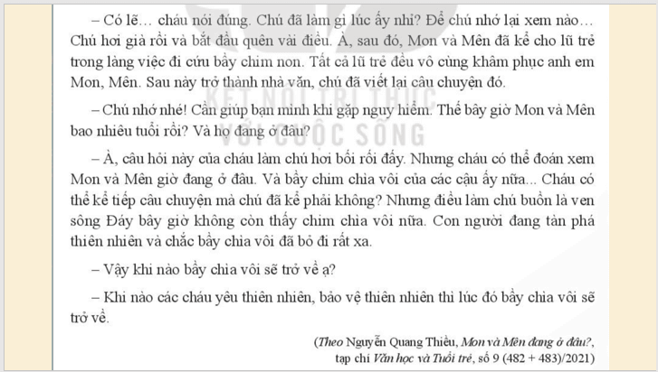 Giáo án điện tử bài Mon và Mên đang ở đâu | PPT Văn 7 Kết nối tri thức