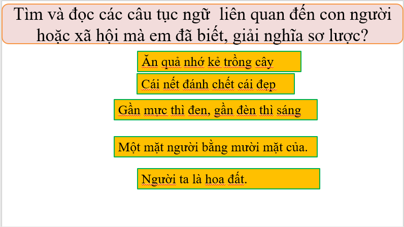 Giáo án điện tử bài Những kinh nghiệm dân gian về con người và xã hội | PPT Văn 7 Chân trời sáng tạo