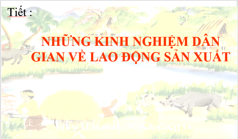 Giáo án điện tử bài Những kinh nghiệm dân gian về lao động sản xuất | PPT Văn 7 Chân trời sáng tạo