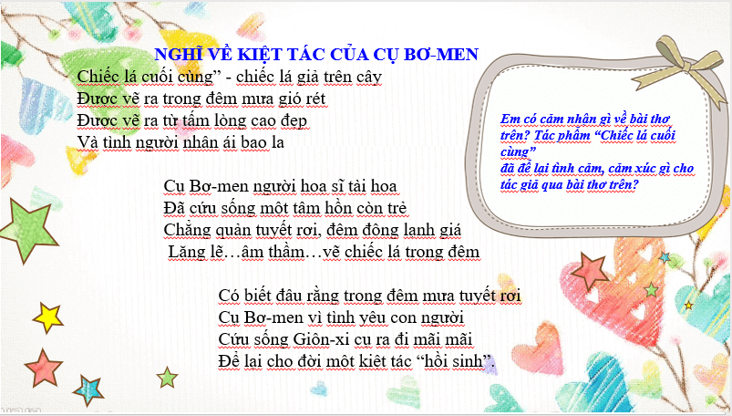 Giáo án điện tử bài Sức hấp dẫn của truyện ngắn Chiếc lá cuối cùng | PPT Văn 7 Chân trời sáng tạo