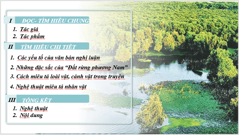 Giáo án điện tử bài Thiên nhiên và con người trong truyện “Đất rừng phương Nam” | PPT Văn 7 Cánh diều