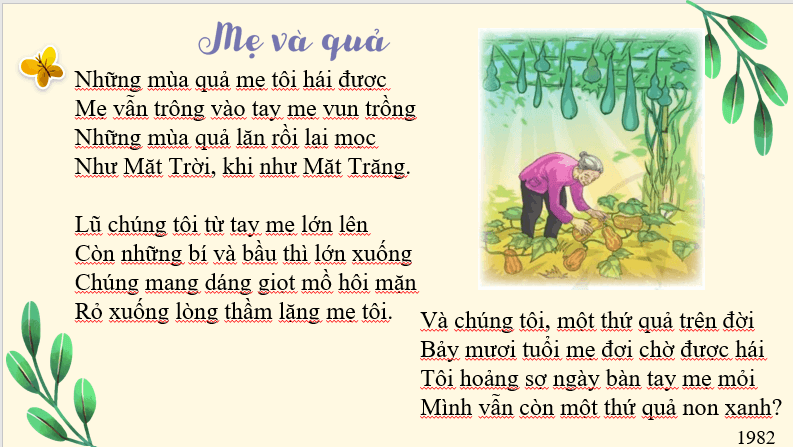 Giáo án điện tử bài Mẹ và quả | PPT Văn 7 Cánh diều