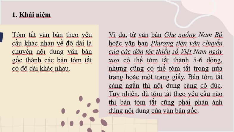 Giáo án điện tử bài Tóm tắt văn bản theo yêu cầu khác nhau về độ dài | PPT Văn 7 Cánh diều