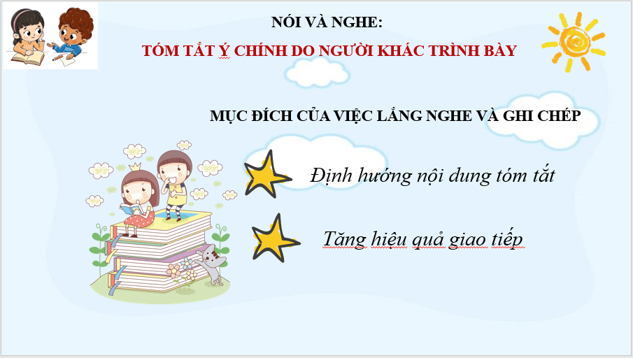 Giáo án điện tử bài Tóm tắt ý chính do người khác trình bày | PPT Văn 7 Chân trời sáng tạo