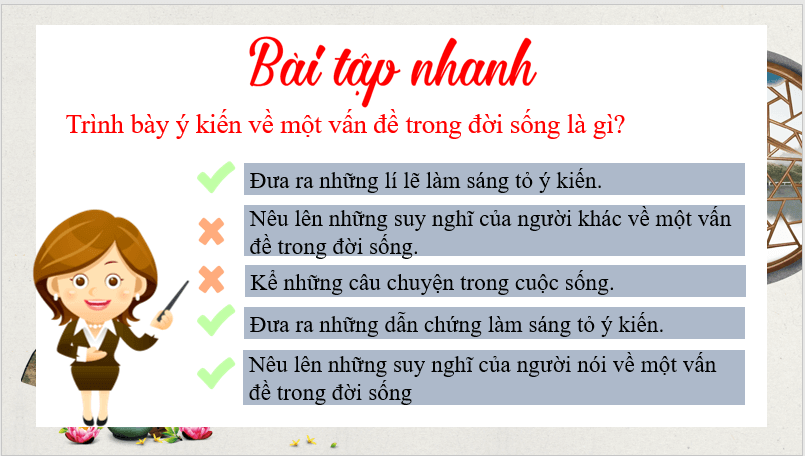 Giáo án điện tử bài Trình bày ý kiến về một vấn đề trong đời sống | PPT Văn 7 Cánh diều