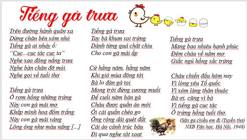 Giáo án điện tử bài Vẻ đẹp của bài thơ Tiếng gà trưa | PPT Văn 7 Cánh diều