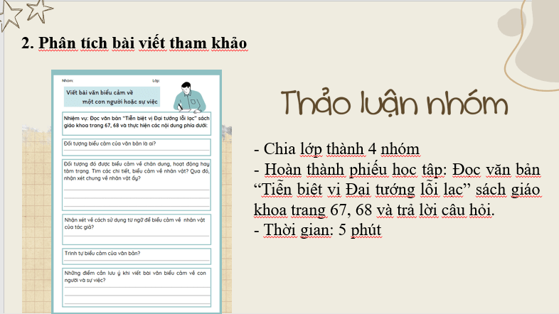 Giáo án điện tử bài Viết bài văn biểu cảm về con người hoặc sự việc | PPT Văn 7 Cánh diều