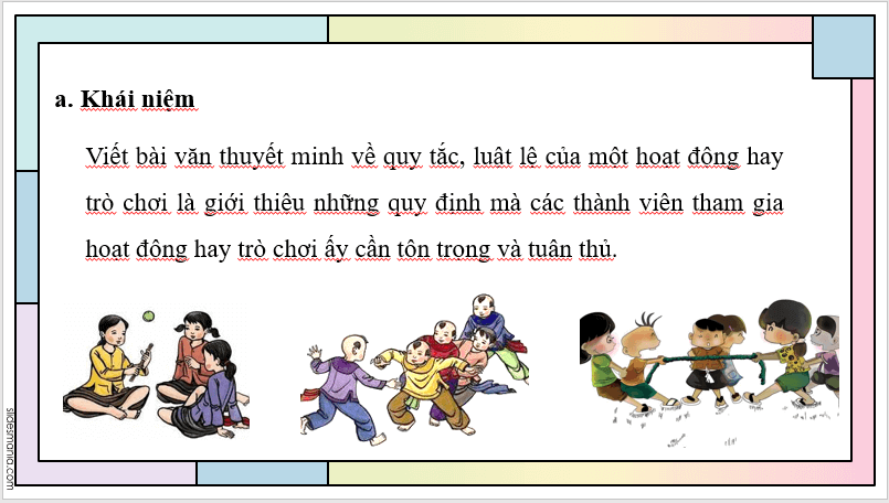 Giáo án điện tử bài Viết bài văn thuyết minh về quy tắc luật lệ trong một hoạt động hay trò chơi | PPT Văn 7 Cánh diều