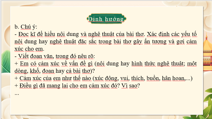 Giáo án điện tử bài Viết đoạn văn ghi lại cảm xúc sau khi đọc một bài thơ bốn chữ, năm chữ | PPT Văn 7 Cánh diều