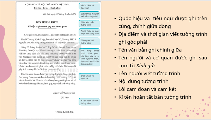 Giáo án điện tử bài Viết văn bản tường trình | PPT Văn 7 Kết nối tri thức