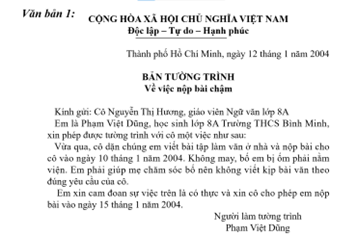 Giáo án bài Viết bản tường trình | Giáo án Ngữ Văn 7 Cánh diều