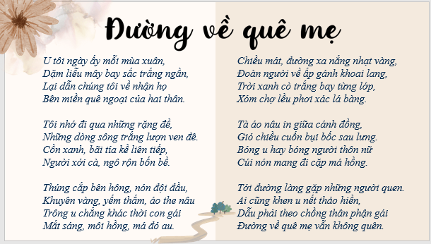 Giáo án điện tử bài Đường về quê mẹ | PPT Văn 8 Cánh diều