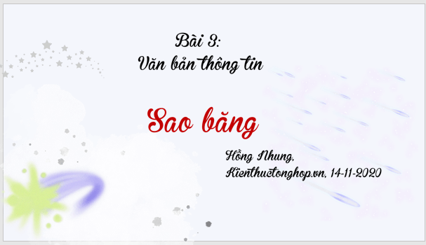 Giáo án điện tử bài Sao băng | PPT Văn 8 Cánh diều