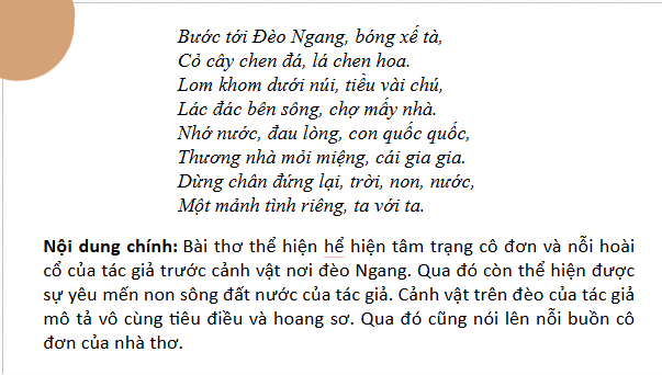 Giáo án điện tử bài Thực hành đọc: Qua Đèo Ngang | PPT Văn 8 Kết nối tri thức