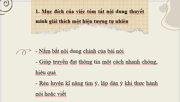 Giáo án điện tử bài Tóm tắt nội dung thuyết minh giải thích một hiện tượng tự nhiên | PPT Văn 8 Cánh diều