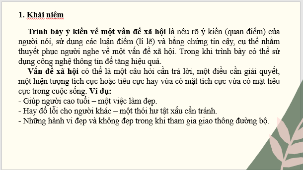 Giáo án điện tử bài Trình bày ý kiến về một vấn đề xã hội | PPT Văn 8 Cánh diều