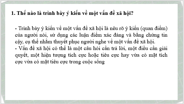 Giáo án điện tử bài Trình bày ý kiến về một vấn đề xã hội | PPT Văn 8 Cánh diều