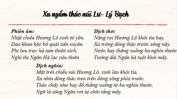 Giáo án điện tử bài Xa ngắm thác núi Lư | PPT Văn 8 Cánh diều